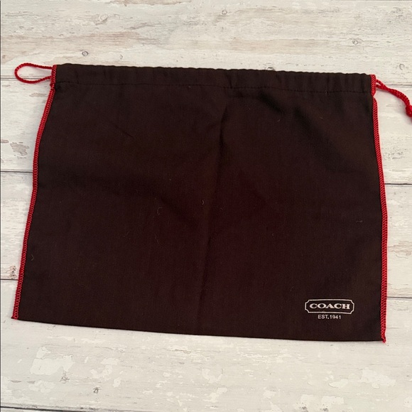 Coach Brown Drawstring Dust Bags with Red Trim (Pair) - Picture 2 of 6